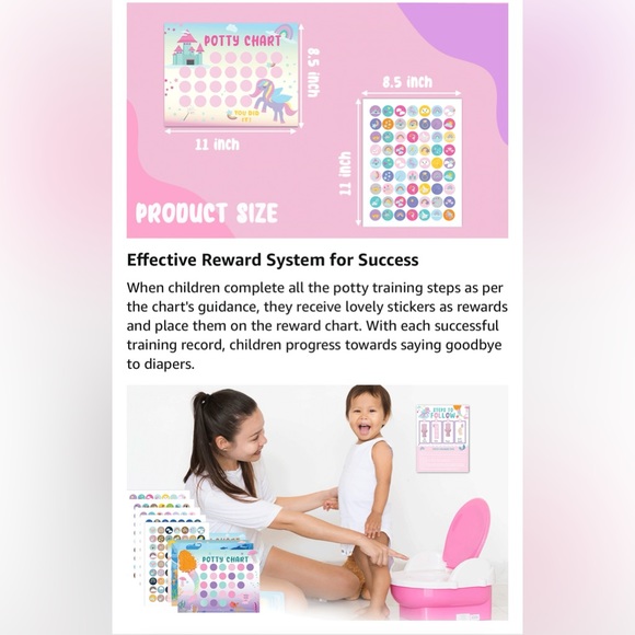 Potty Training Sticker Chart 5 Fun Styles 17 PCS Potty Chart for Girls - Picture 8 of 10